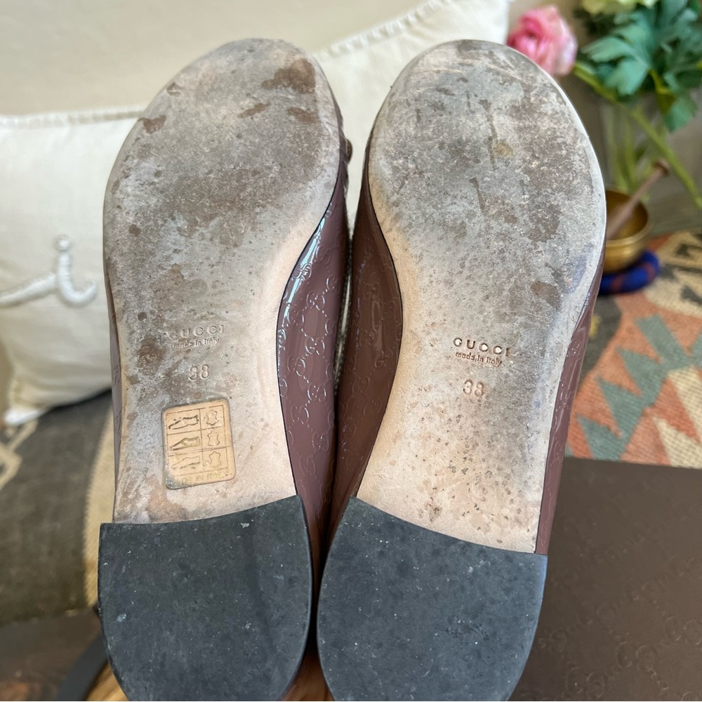 GUCCI Vernice Micro Guccissima Bow Accent Pump Flats 38 US8 In Box - Picture 16 of 17